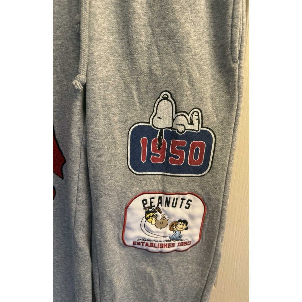 Peanuts Est 1950 Grey Sports Patches Sweatpants Sz XXS 00 Womens Snoopy Charlie
